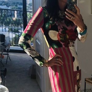 Dolce Gabbana patchwork silk lined midi dress